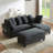 Sectional Sofa L-shaped Sofa Upholstered with Ample Storage Space, Movable Ottoman and Six Throw Pillows for Living Room-1696386703