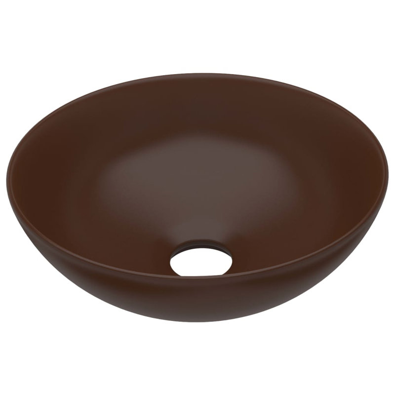 Belfry Bathroom Lonie 280mm L x 280mm W Ceramic Circular Sink, Dark Brown