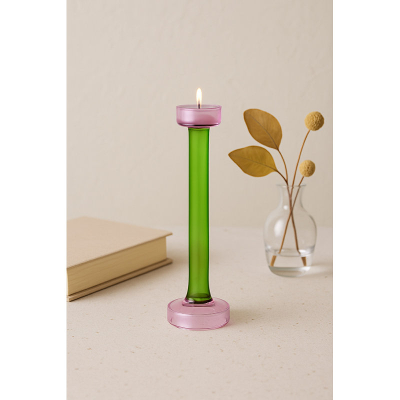 Porte-bougie en verre Montana vert lg, H 13,25 po x l 3 po x P 3 po, Vert