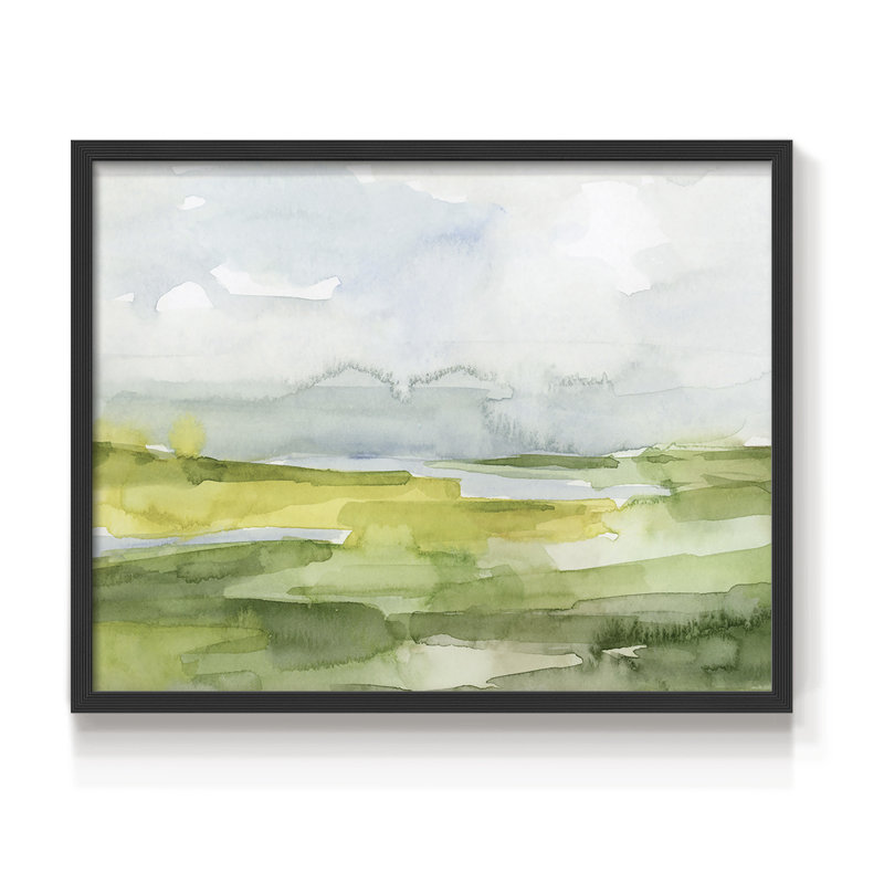 Watery Lowlands II - Reproduction encadrée - Restickable, H 8 po x l 10 po, Noir, noir, noir, noir