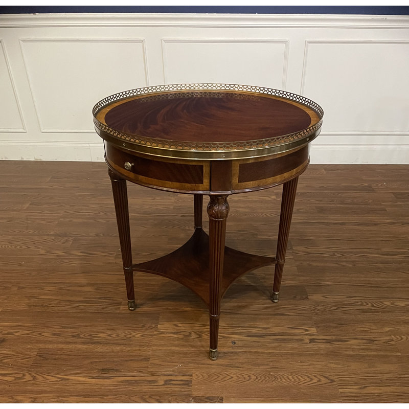 Round Mahogany End Table with Brass Gallery