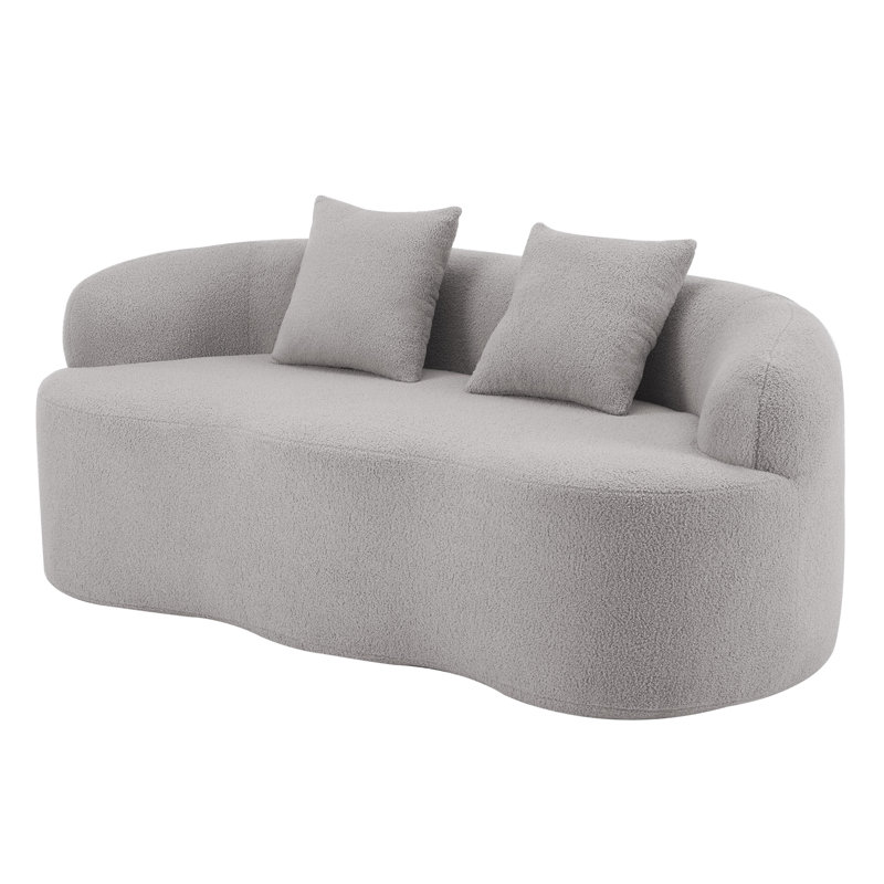 Gris incurvé avec accoudoir rond, 2 sièges pour la chambre à coucher et le bureau, sans assemblage, confortable et fonctionnel, chambre de bureau à compression à ressorts avec coussins en éponge, oreillers, attrayant polyvalent, haute densité
