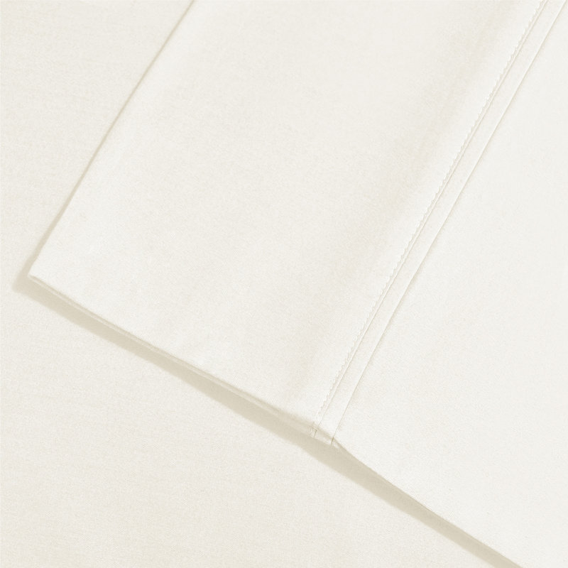 1000 Thread Count Solid Deep Pocket Cotton Blend Bed Sheet Set, Ivory, King Sheet Set with 2 Pillowcases