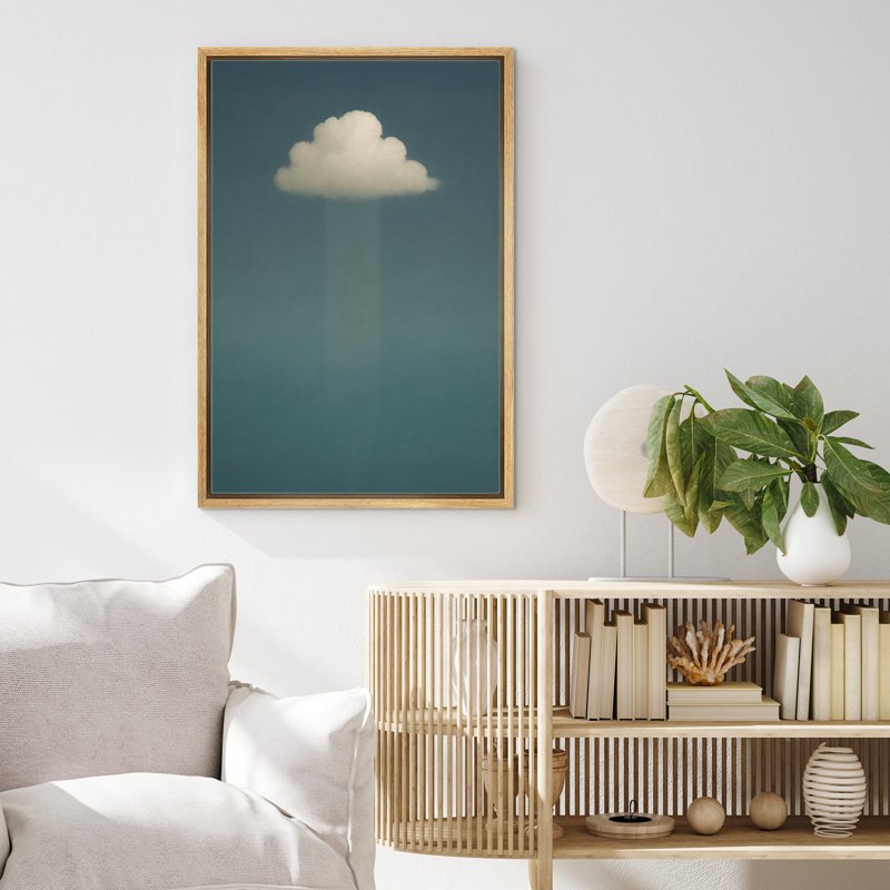 Nuage minimal sur fond bleu, décoration murale moderne, impression sur toile encadrée, H 36 po x l 24 po x P 1,5 po