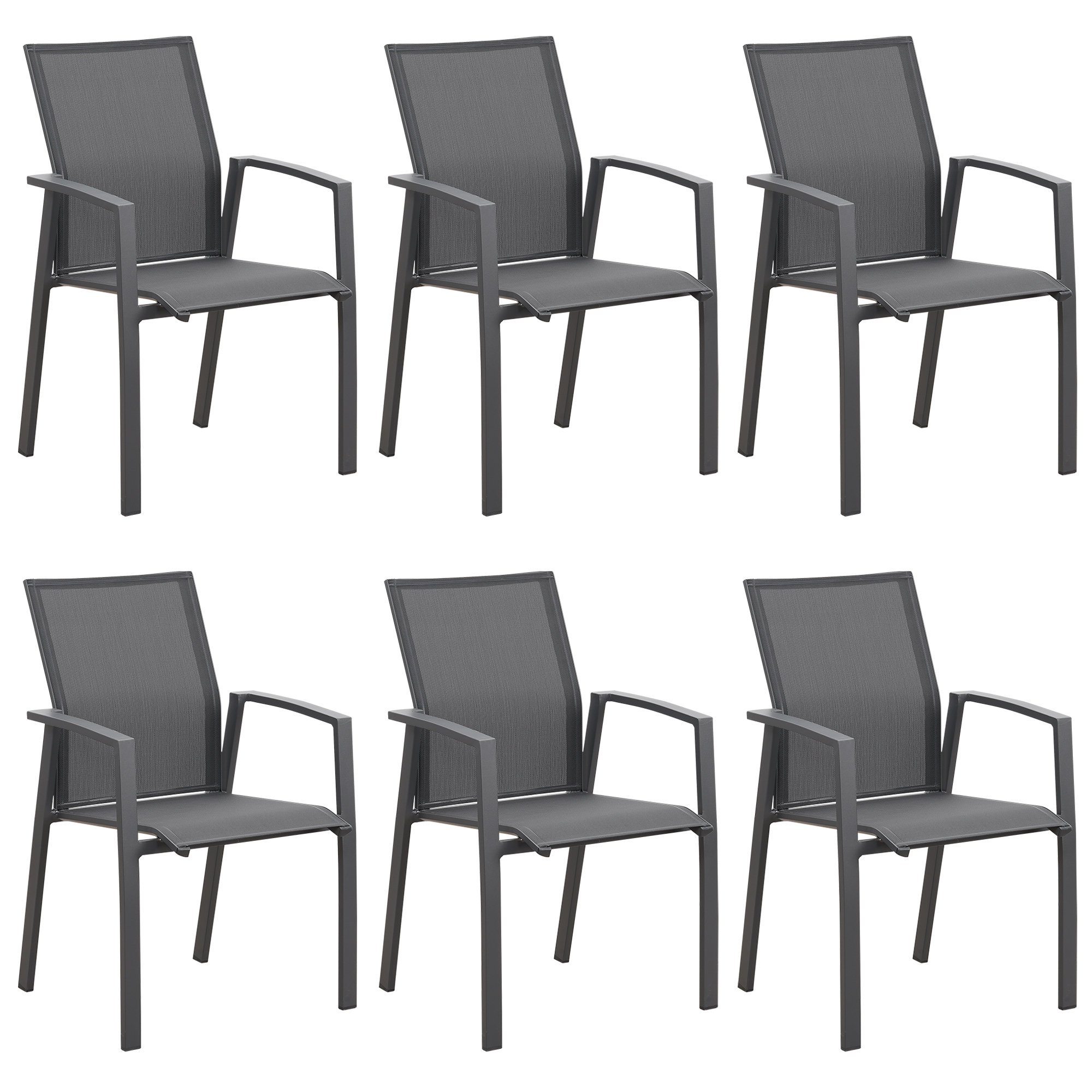 5/6 Pieces Patio Dining Set, 4 x Aluminium Stackable Dining Chairs