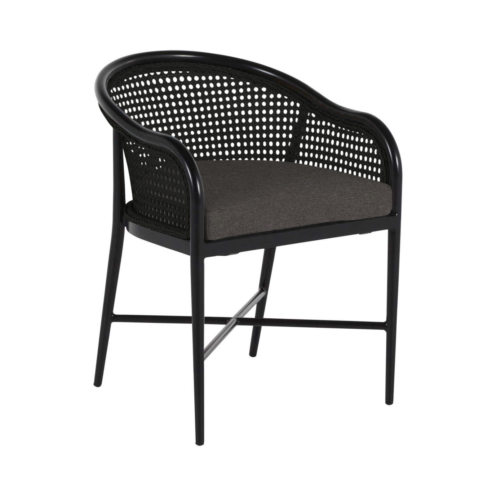 Havana Cane N-Dura Resin Wicker Outdoor Arm Chair, No Welt, Black, Verona Fossil