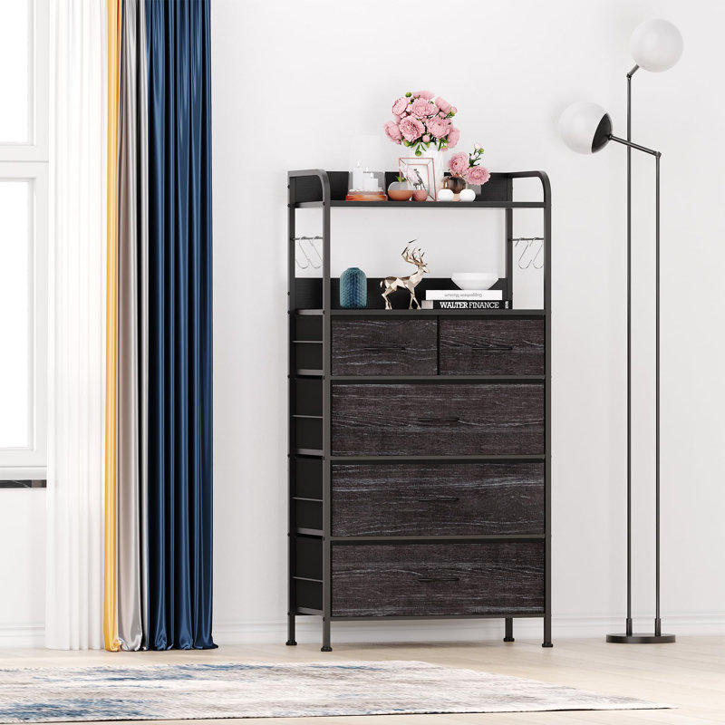 60cm W Chest of Drawers, Black/Black