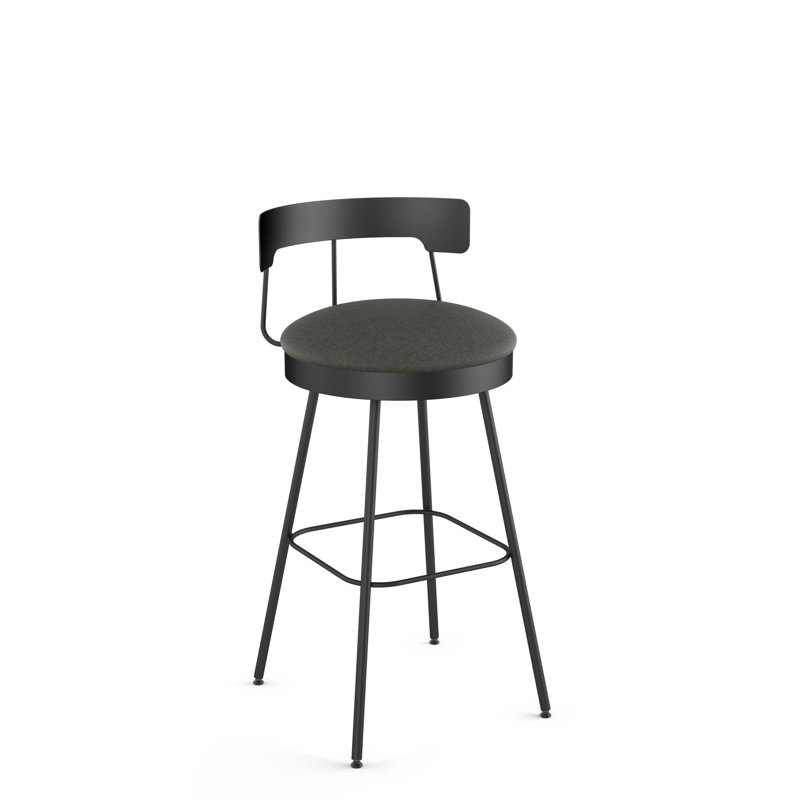 Tabouret de bar et de comptoir pivotant Walley, Noir, Tabouret de comptoir (siège d'une hauteur de 26,2