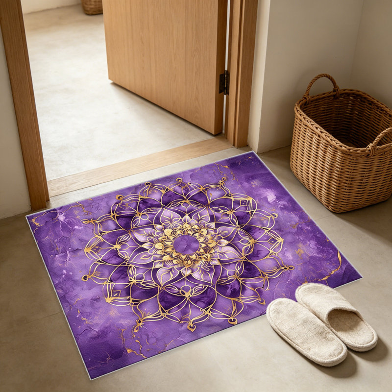Purple Gold Mandala Marble   area rugs for Living Room, Soft and Comfortable, Suitable for all seasons, easy to maintain, machine washable Indoor floor mat, Under Table Farmhouse suitable for Bedroom, Dining Room, Study,  Balcony, Home Decor Patio