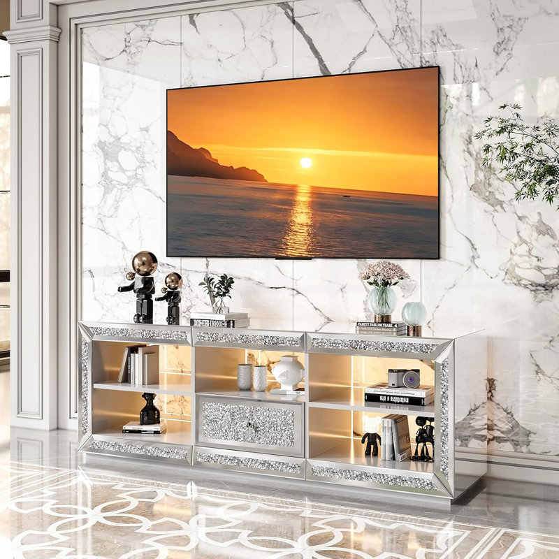 Silver Mirrored TV Stand