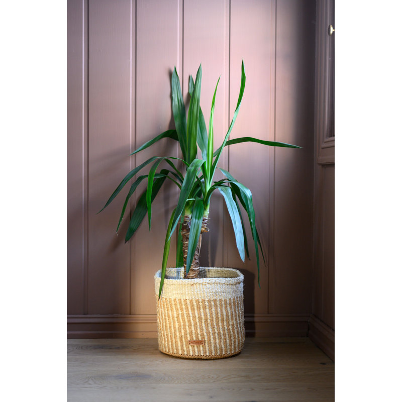 Panier rayé en sisal naturel / beige, Beige