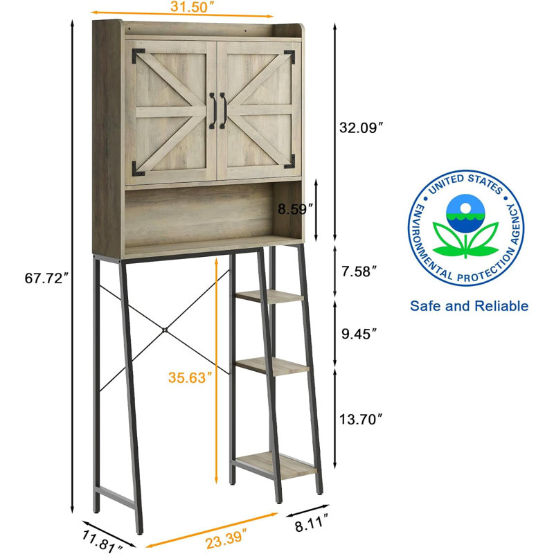Leithan Freestanding Over The Toilet Storage, Gray Wood