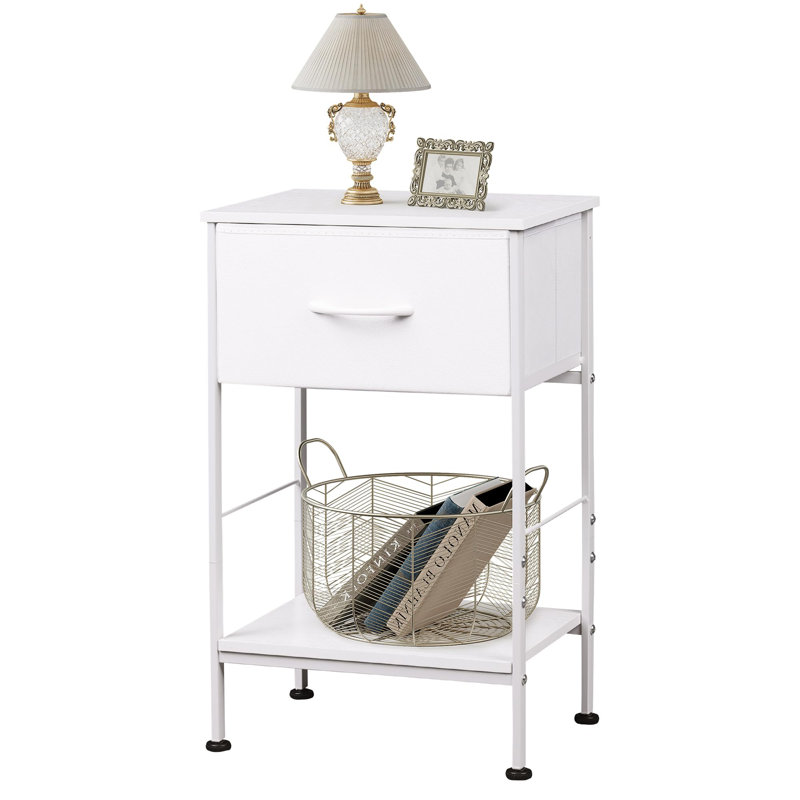 15.79'' W Metal Nightstand, White, Individual