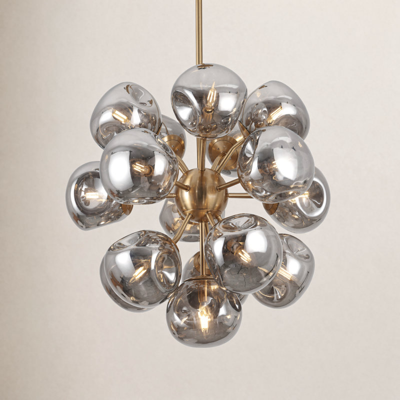 Tempered Glass Chandelier with 4-Light Tier