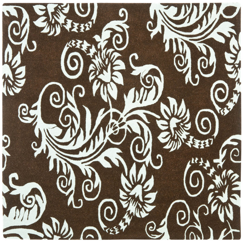 Candelo Hand Tufted Wool And Viscose Floral Rug, Square 6'