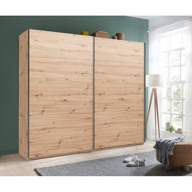 Systema 2 Door Manufactured Wood Wardrobe, 223cm H x 250cm W x 60cm D, Oak/Anthracite