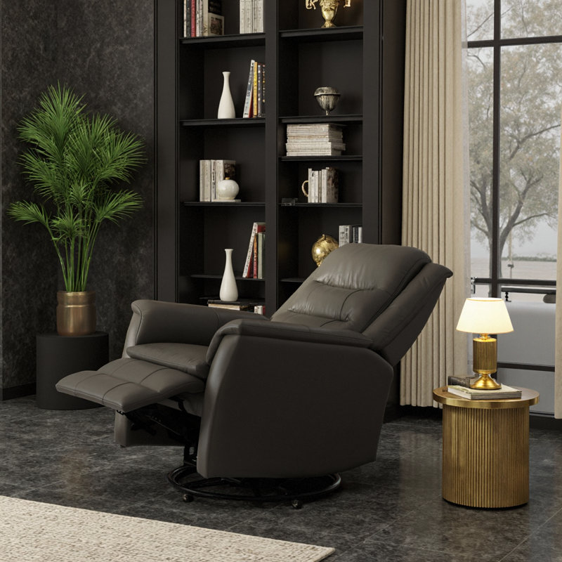 Swivel Glider Recliner Chair - Manual Recline & Smooth Swivel Motion, Durable Foam Support, Gray