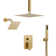 DualJetSpa Triple-Function 10" & 6" Ceiling Mount Complete Shower Faucet with Pressure Balancing Rough-In Valve