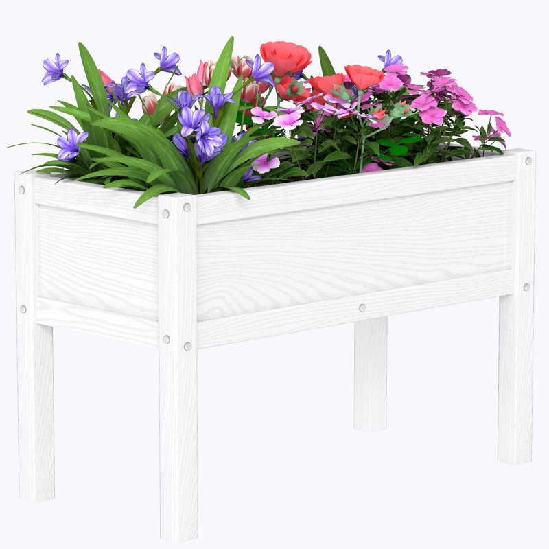 Lit de jardin surélevé avec jardinière surélevée, Blanc