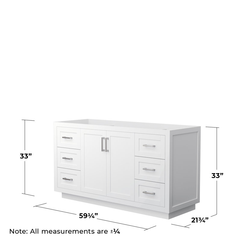 Base de meuble-lavabo simple autoportante 59,25 po Miranda, Blanc / nickel brossé