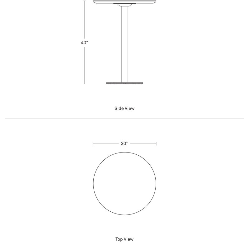 Easy Round Dining Table, Matte Black, White Oak, 40" H x 30" W x 30" L