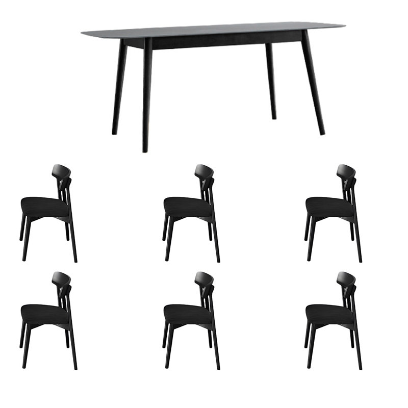 Ensemble de table et chaises en chêne, H 29,52 po x L 70,86 po x l 35,43 po