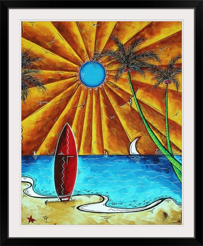 «Waiting For the Surf» par Megan Duncanson, reproduction d'art, H 28 po x l 24 po x P 1 po, Cadre noir