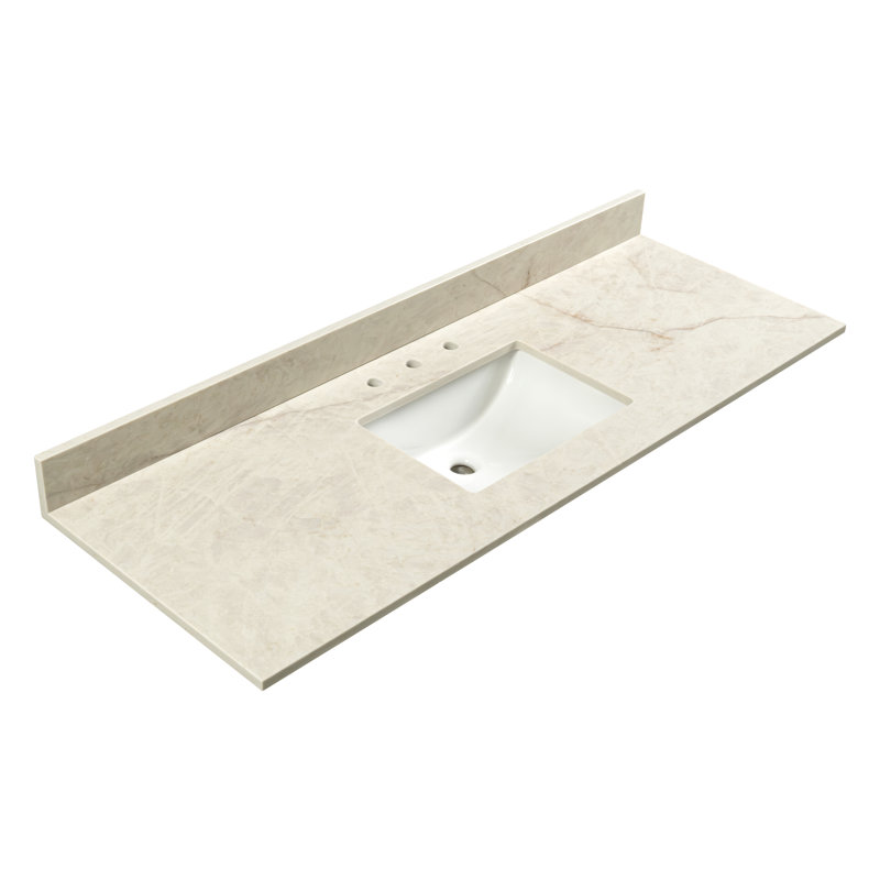 Plateau de meuble-lavabo à simple cuve intégrée 61 po x 22 po LustreLine Orelia, Orelia