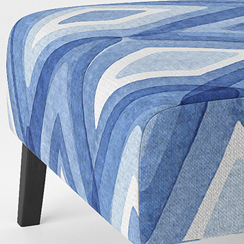 Fauteuil de chambre rembourré à motif géométrique bleu et blanc