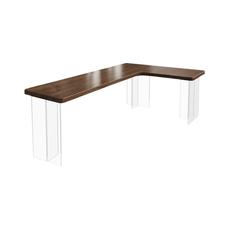 Bureau d'écriture brun noisette + bois massif rectangulaire transparent + acrylique, H 29,53 po x l 78,74 po x P 55,12 po