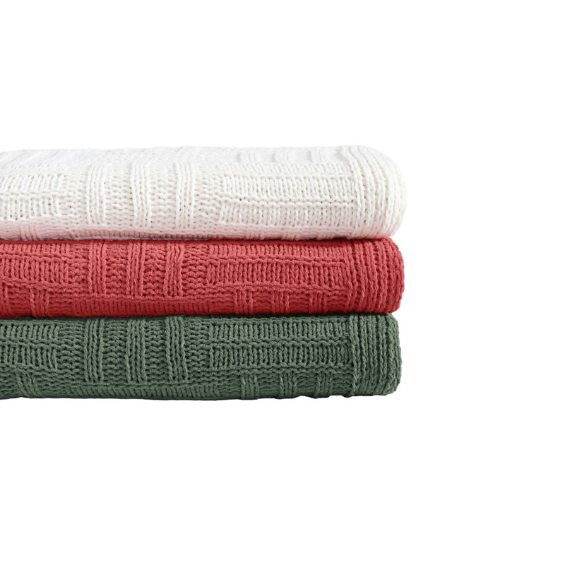Knitted Throw Blanket, Green