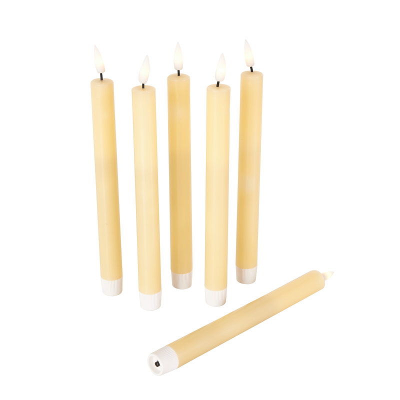 Bougies colonne sans flamme pour l'intérieur et l'extérieur avec télécommande (ensemble de 6), Jaune
