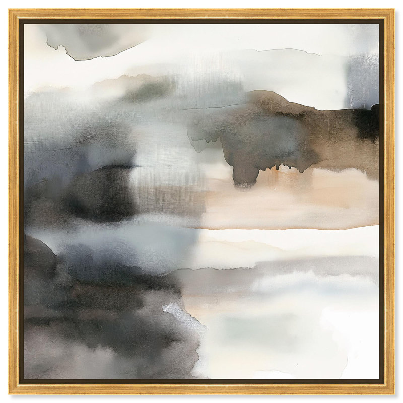 Toile «Tonal Mirage II» par Art Remedy, Cadre flottant doré, H 17 po x l 17 po x P 1,8 po