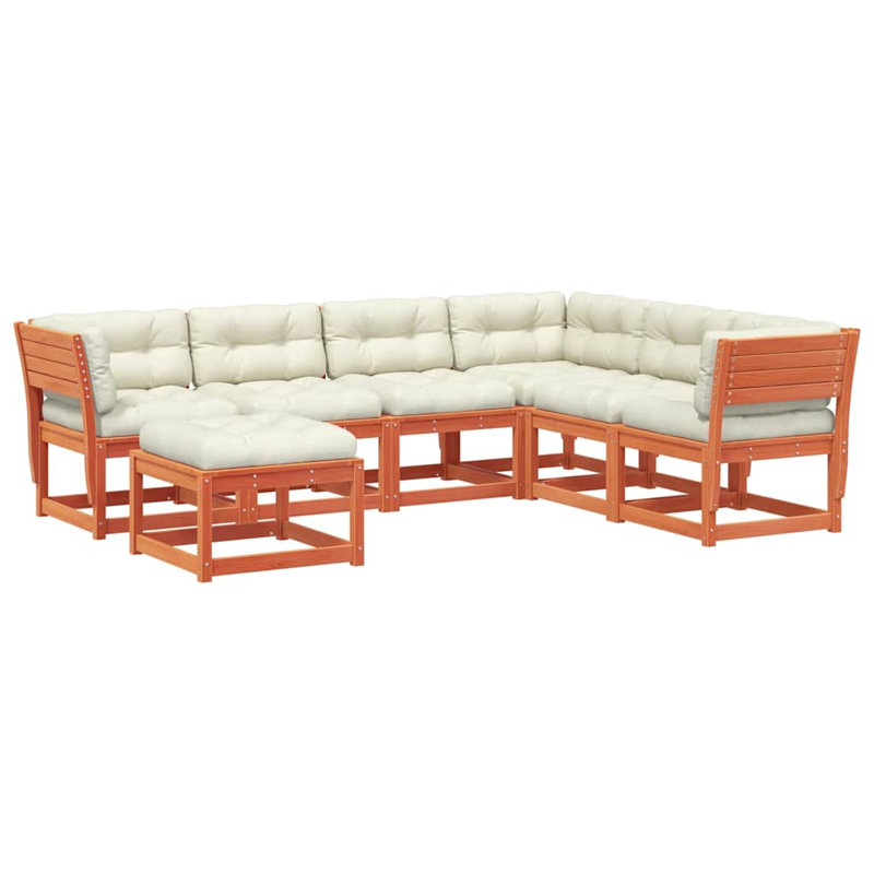 273cm Wide Patio Sofa, Wax Brown, White