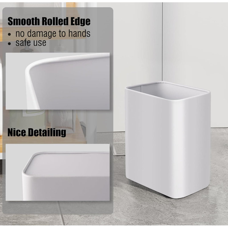 White Stainless Steel Slim 2.1 Gallon Trash Can