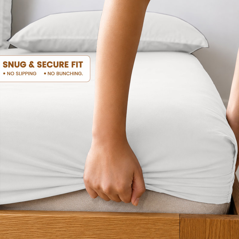 40cm Extra Deep Fitted Sheet - Luxury Microfiber Deep Pocket Bed Sheet Secure Fit, Single (91x190cm), White