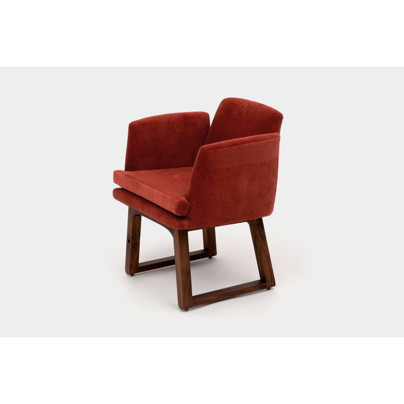 Allison 18'' H Velvet Upholstered Armchair, Paprika