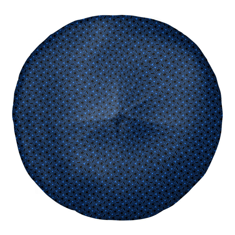Coussin de sol à motif de treillis hexagonal Katelyn Elizabeth, 30 x 30, Bleu et noir