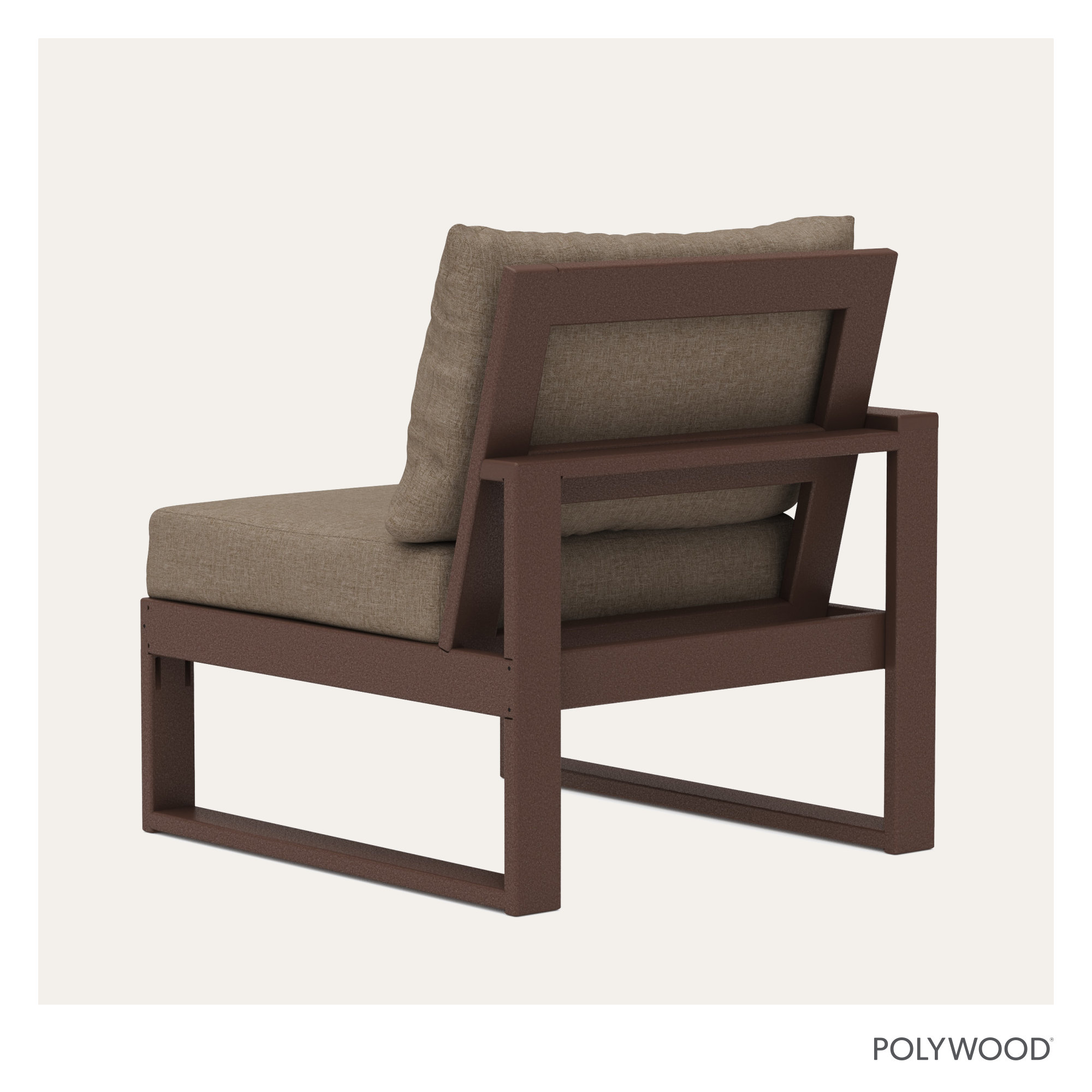 POLYWOOD Outdoor Lounge Chair, Spiced Burlap, Mahogany