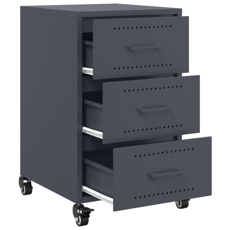 Aneyah 36cm W Steel Bedside Table, Anthracite