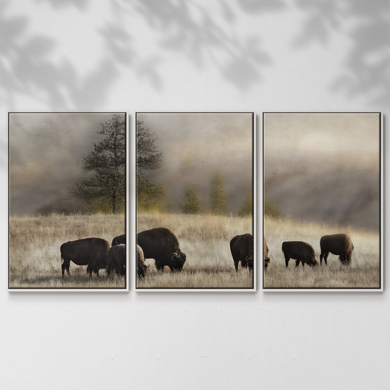 Ridge Grazing - Toile encadrée multi-pièces, H 24 po x l 48 po x P 2 po, Cadre blanc