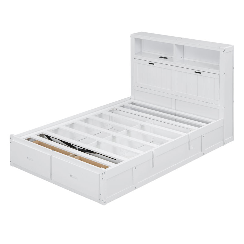 Lit plateforme avec rangement Kleine, Double, Blanc