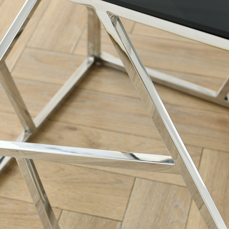 Welton Console Table, Chrome, Black, 30.7" H x 55.1" W x 17.7" D