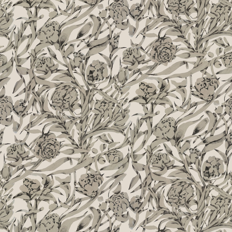 Wandervine - Newsprint Beige Botanical Wallpaper