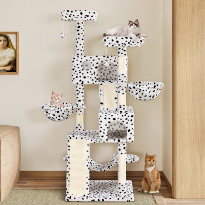 Arbre à chat avec poteaux à griffes et poteaux à griffes 65,7 po H inclus avec plateformes et hamac