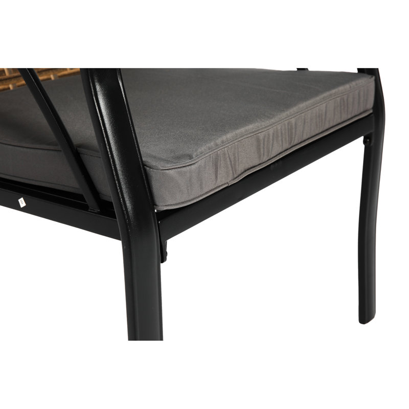 Patio 7 pièces, conception moderne avec table et chaises ergonomiques, brun / gris 7 extérieur, table, sièges confortables, brun / gris
