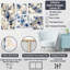 Motif ornemental de cobalt bleu motif victorien - ensemble de 5 impressions florales sur toile-1518010532