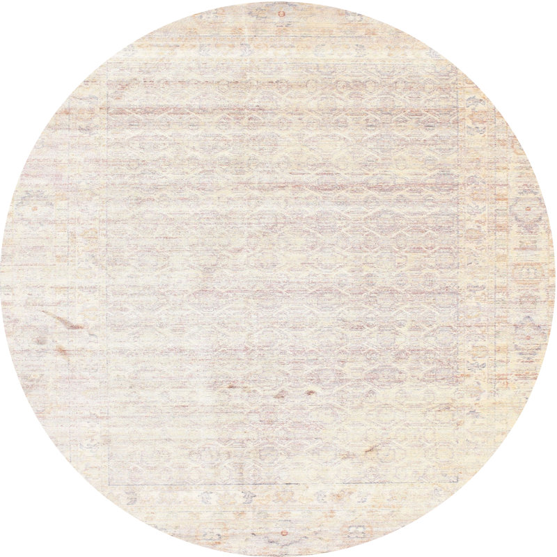 Tapis abstrait crème, Rond 6 pi
