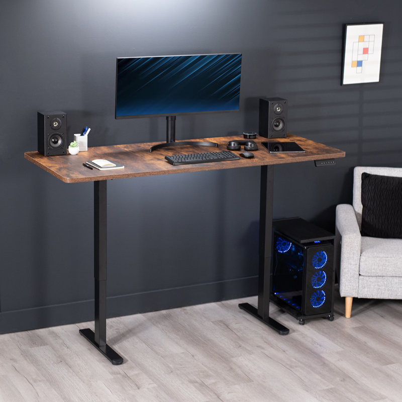 VIVO Electric Dual Motor 71” x 30” Standing Desk, E2B7B Series, Vintage Brown/Black