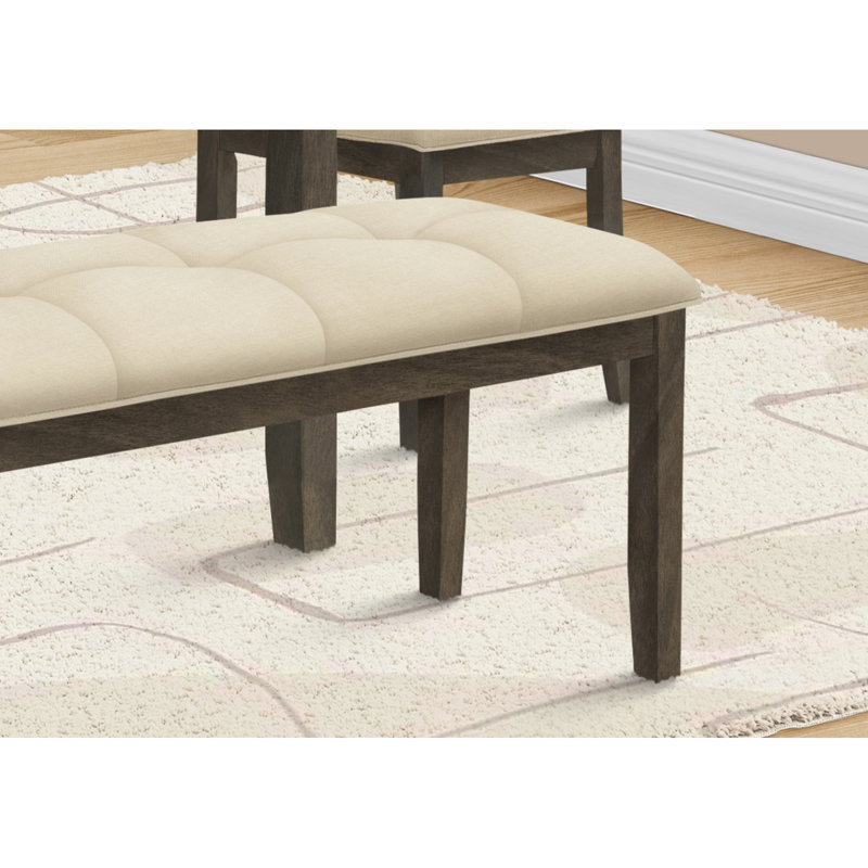 Banc, 44 po rectangulaire, salle à manger, vestibule, cuisine, couloir, rembourré, bois, tissu crème, bois massif gris, transitionnel